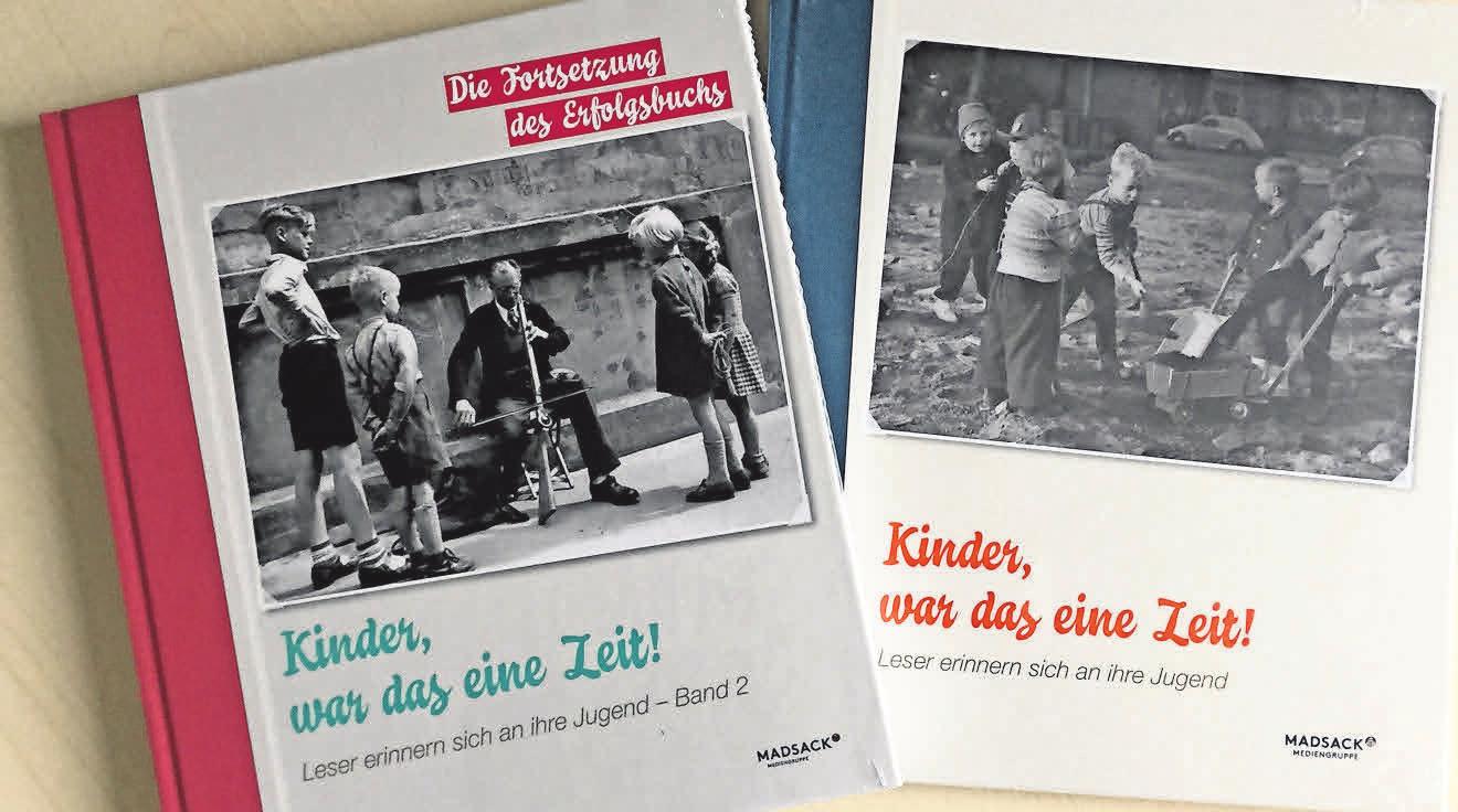 In den Büchern „Kinder, war das eine Zeit!“ erzählen Leserinnen und Leser über ihre Kindheit. In den Büchern „Kinder, war das eine Zeit!“ erzählen Leserinnen und Leser über ihre Kindheit.