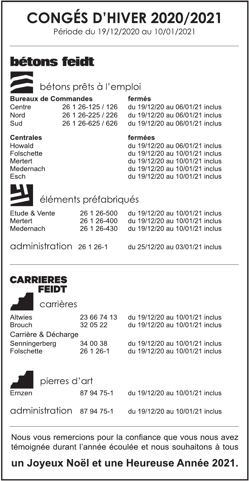 Congés D´Hiver 2020/2021