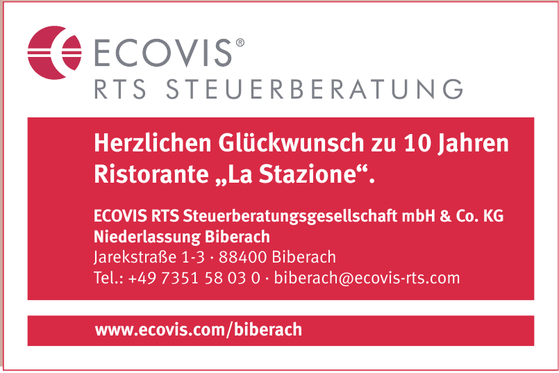 ECOVIS RTS Steuerberatungsgesellschaft mbH & Co. KG ECOVIS RTS Steuerberatungsgesellschaft mbH & Co. KG