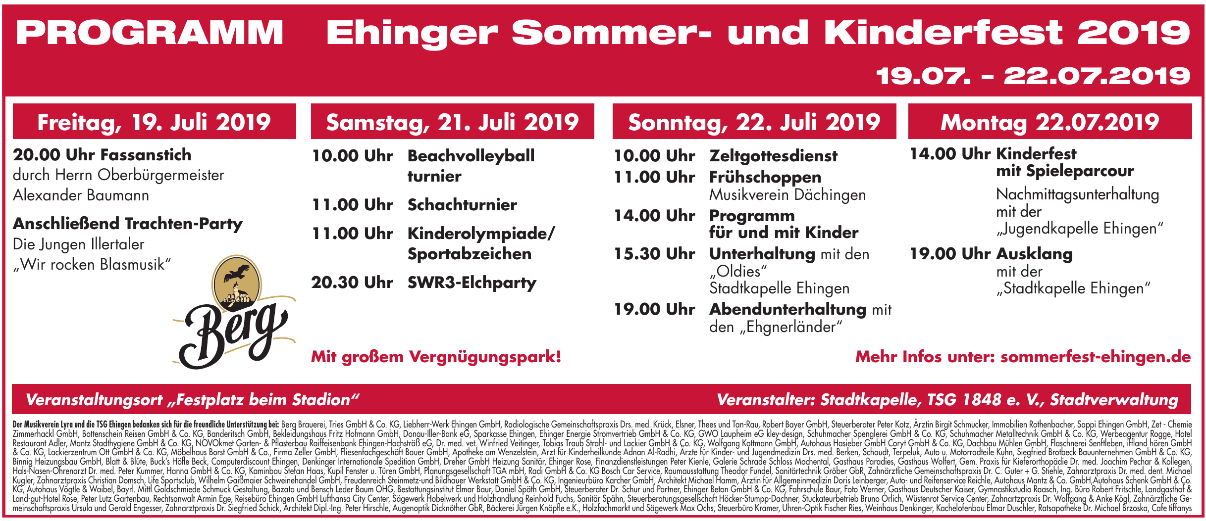Ehinger Sommer- und Kinderfest 2019 Ehinger Sommer- und Kinderfest 2019