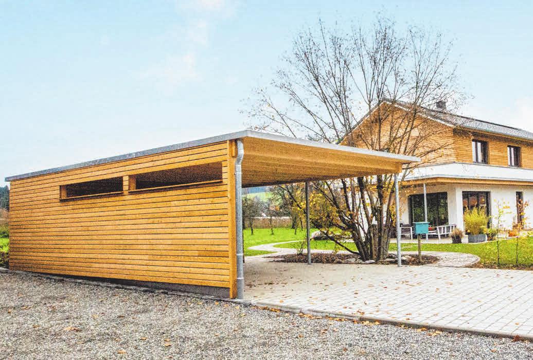 Carport, Fassade und Schuppen aus Holz beim Referenzobjekt „Lindau Aeschach“ Carport, Fassade und Schuppen aus Holz beim Referenzobjekt „Lindau Aeschach“