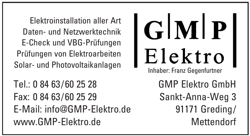 GMP Elektro GmbH GMP Elektro GmbH