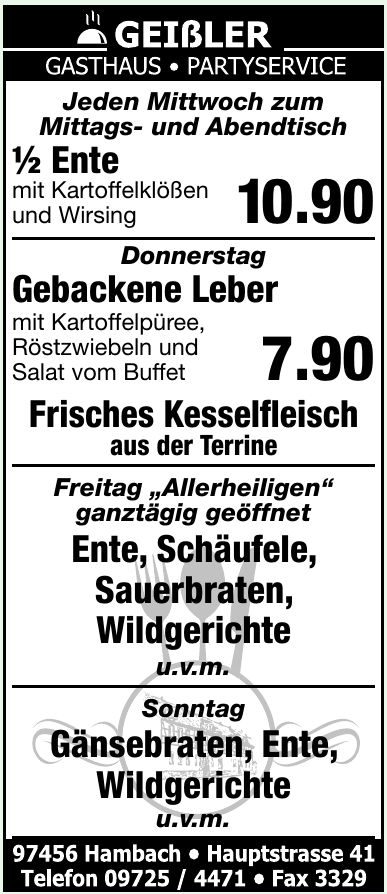 Geißler Gasthaus - Partyservice Geißler Gasthaus - Partyservice