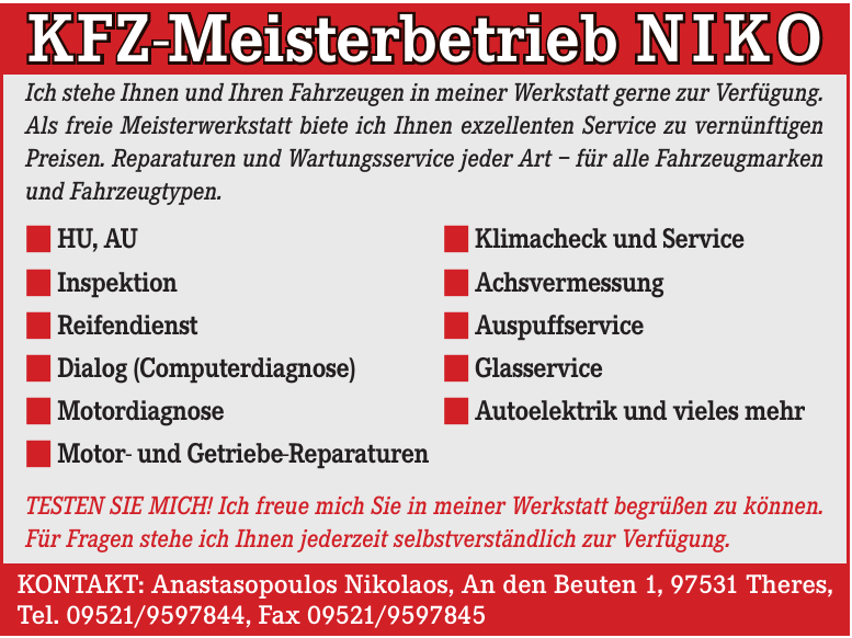 KFZ-Meisterbetrieb NIKO KFZ-Meisterbetrieb NIKO