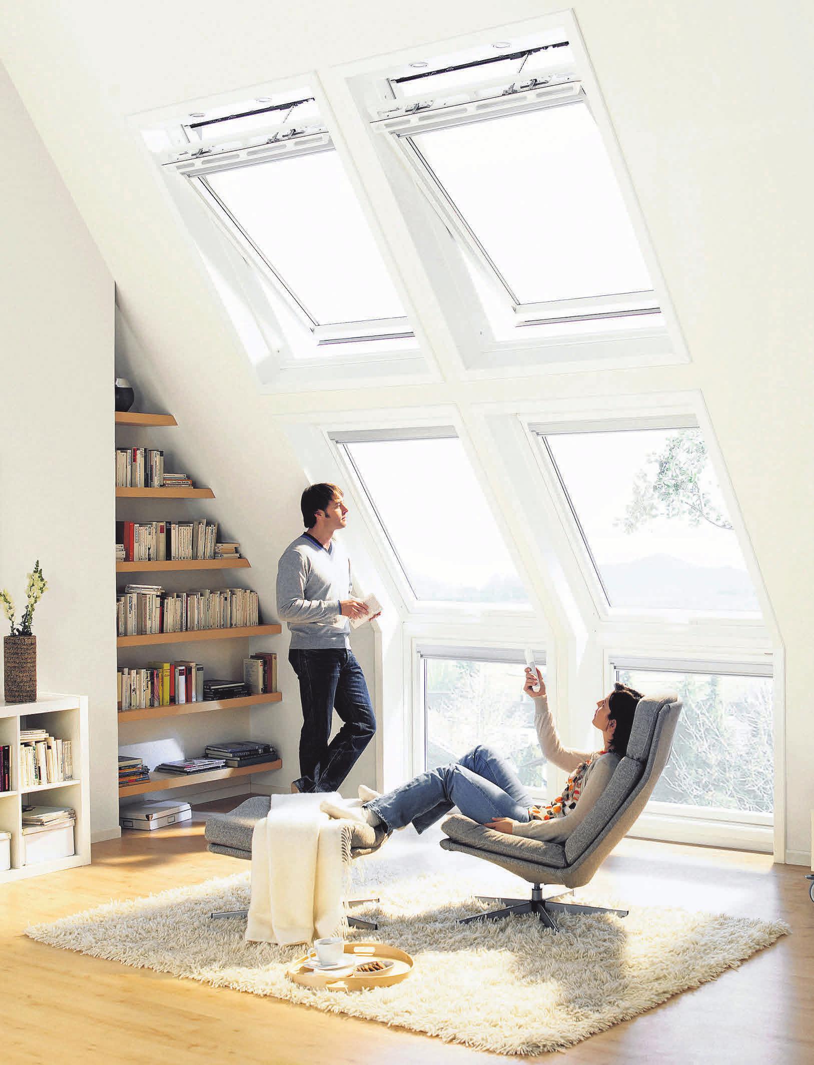 Dachfenster sorgen für lichtdurchflutete Räume. Foto: Velux Dachfenster sorgen für lichtdurchflutete Räume. Foto: Velux