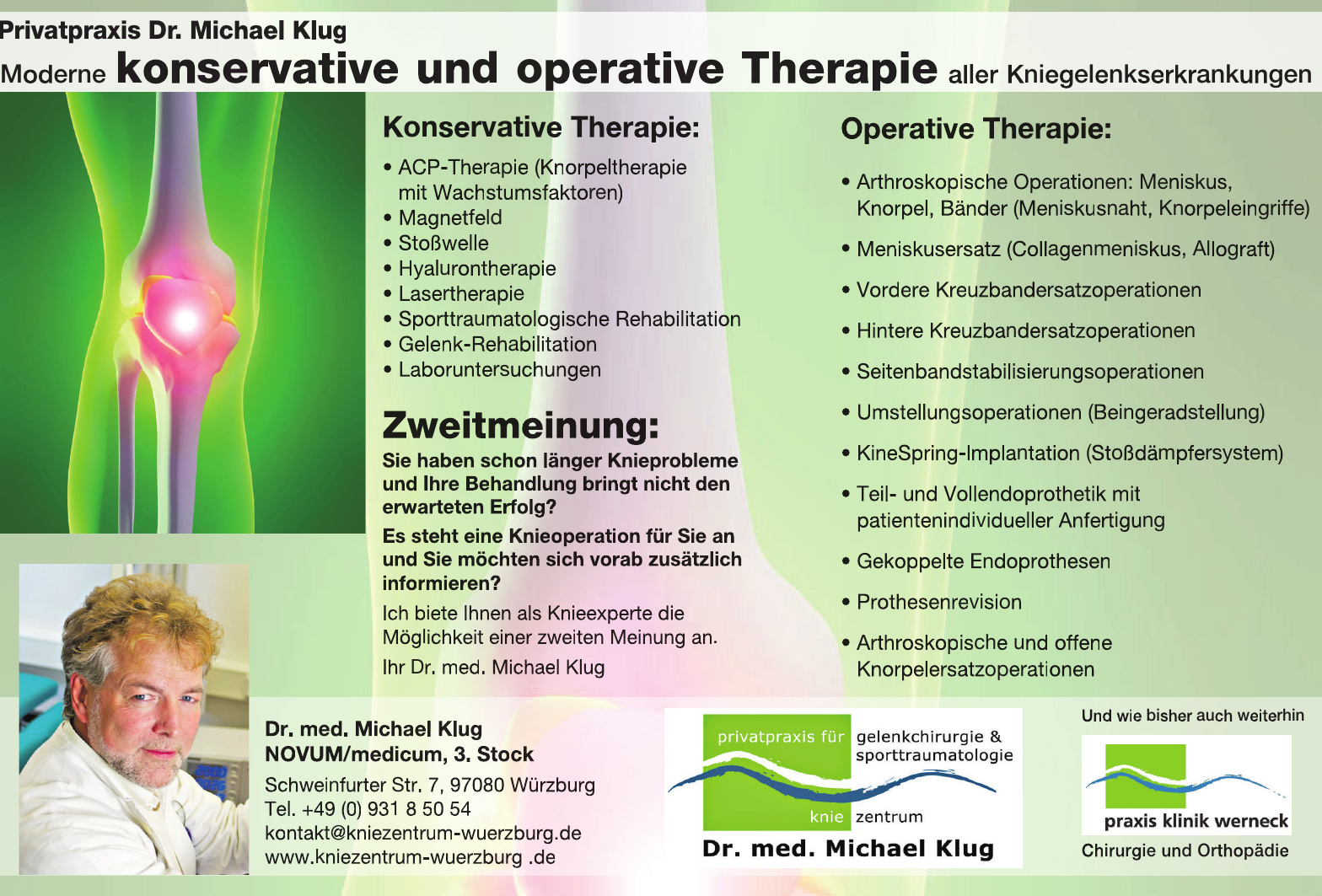 Kniezentrum Würzburg Dr. med. Michael Klug Kniezentrum Würzburg Dr. med. Michael Klug