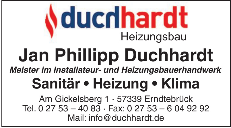 Jan Phillipp Duchhardt Meister im Installateur- und Heizungsbauerhandwerk Jan Phillipp Duchhardt Meister im Installateur- und Heizungsbauerhandwerk
