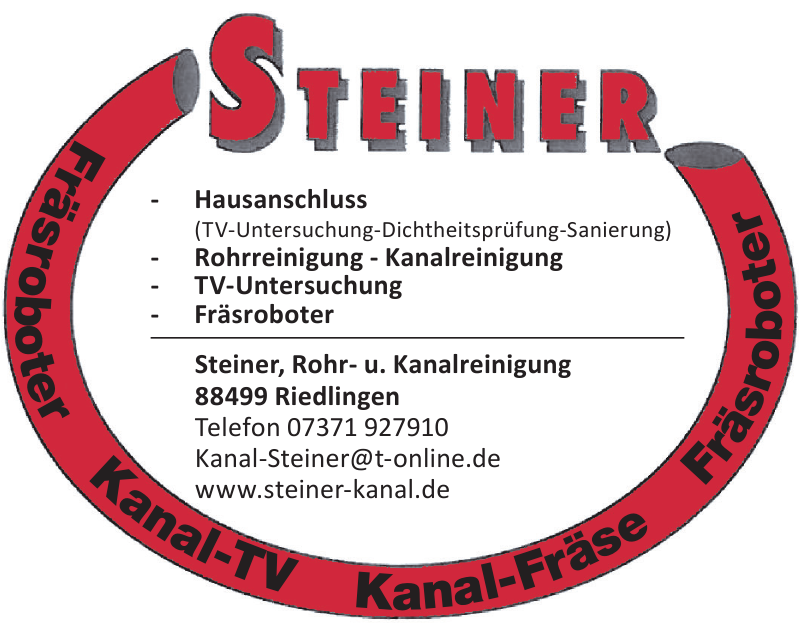 Steiner, Rohr- u. Kanalreinigung Steiner, Rohr- u. Kanalreinigung