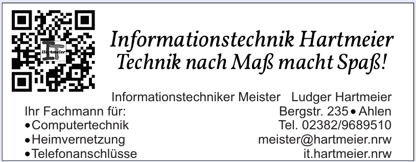 Inh. Ludger Hartmeier Informationstechniker Meister Inh. Ludger Hartmeier Informationstechniker Meister