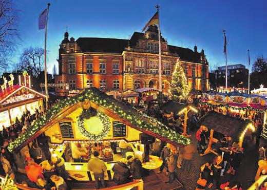 Romantischer Treffpunkt im Advent: der Harburger Weihnachtsmarkt auf dem historischen Rathausplatz Foto: WAGS/Michael Schwartz