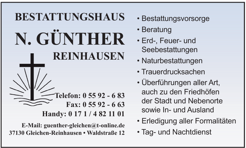 Bestattungshaus N. Günther Reinhausen Bestattungshaus N. Günther Reinhausen
