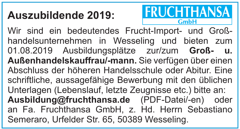 Fa. Fruchthansa GmbH Fa. Fruchthansa GmbH