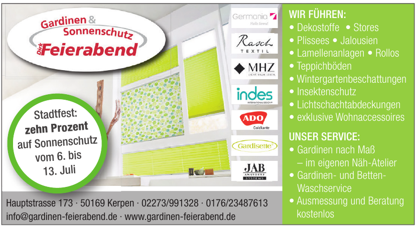 Gardinen & Sonnenschutz Feierabend Gardinen & Sonnenschutz Feierabend