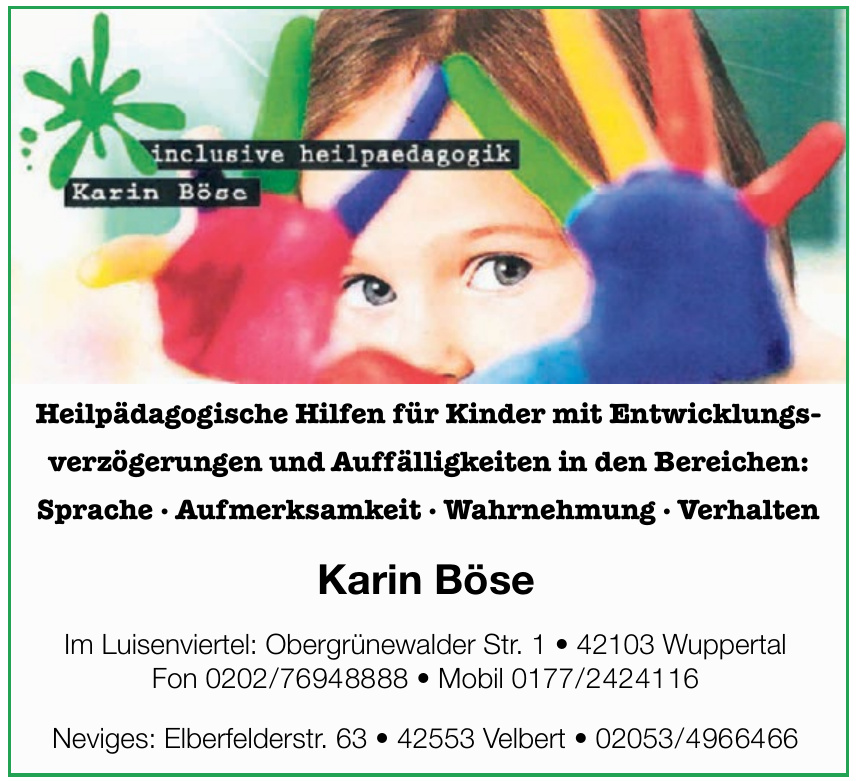 Inclusive Heilpedagogik Karin Böse Inclusive Heilpedagogik Karin Böse