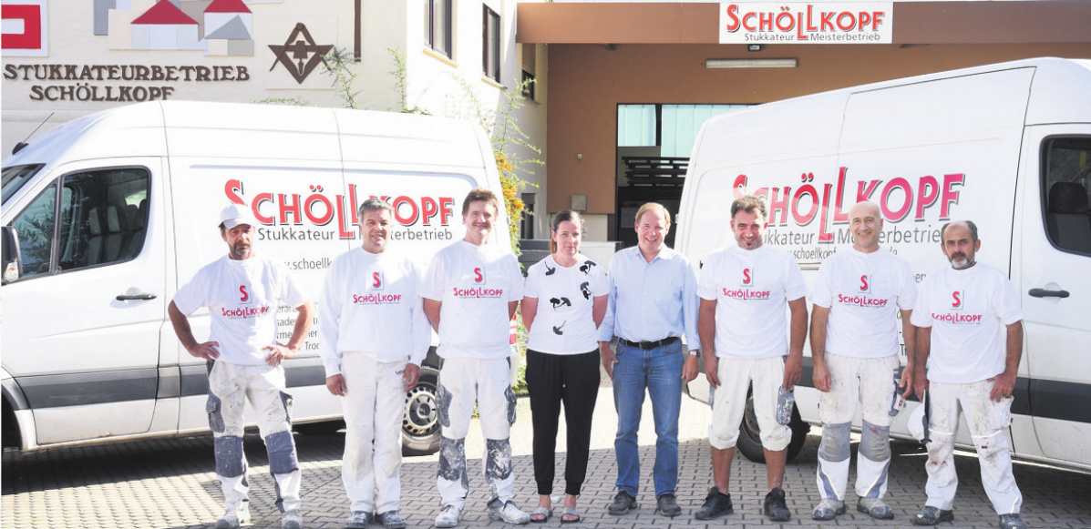 Langjährige Erfahrung: das Team des Maler- und Stuckateurbetriebs Schöllkopf in Filderstadt-Plattenhardt. Foto: Günter Bergmann Langjährige Erfahrung: das Team des Maler- und Stuckateurbetriebs Schöllkopf in Filderstadt-Plattenhardt. Foto: Günter Bergmann
