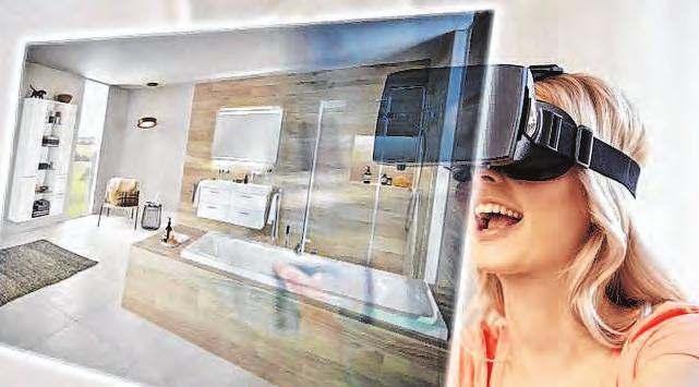 Mithilfe einer Virtual-Reality-Brille können Kunden durch ihr fertiges Traumbad schreiten, noch bevor die Handwerker mit ihrer Arbeit begonnen haben. Foto: Friedrich Lange GmbH