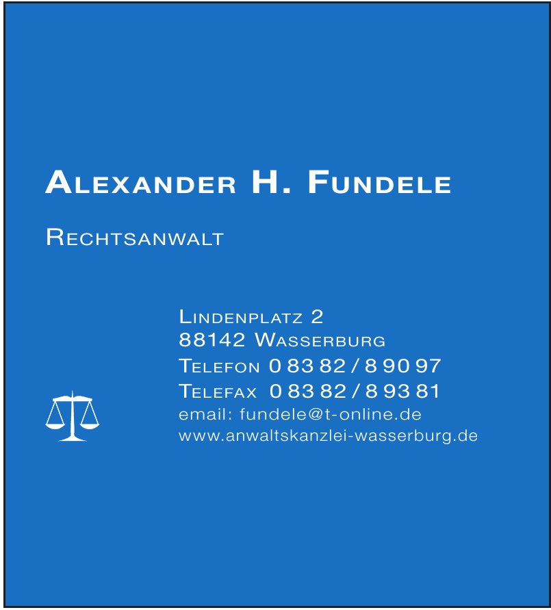 Alexander H. Fundele Rechtsanwalt Alexander H. Fundele Rechtsanwalt