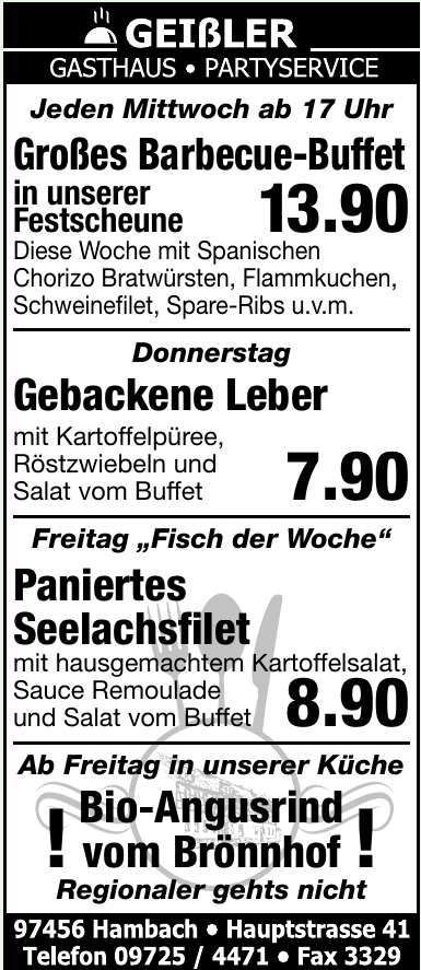 Geißler Gasthaus - Partyservice Geißler Gasthaus - Partyservice