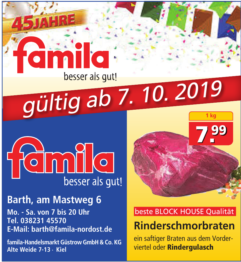 famila-Handelsmarkt Güstrow GmbH & Co. KG. famila-Handelsmarkt Güstrow GmbH & Co. KG.