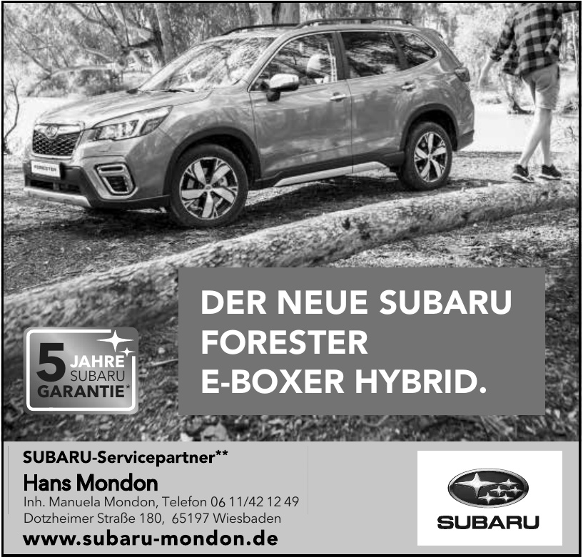 Subaru-Servicepartner** Hans Mondon