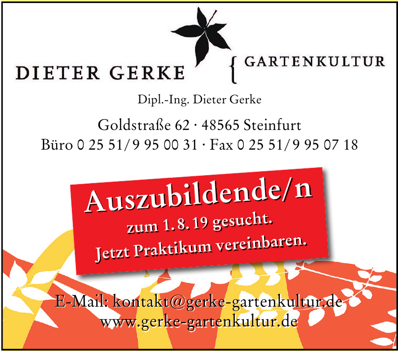 Dipl.-Ing. Dieter Gerke Gartenkultur Dipl.-Ing. Dieter Gerke Gartenkultur