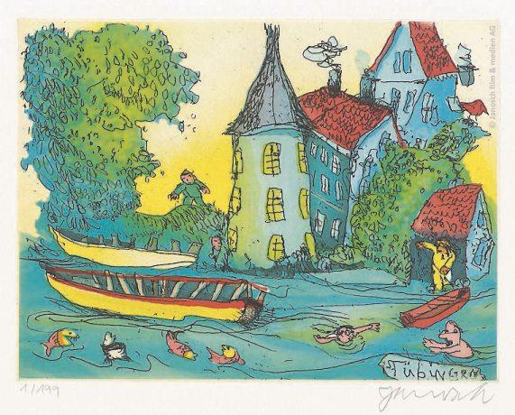 „Oh wie schön ist es in Tübingen“– so der Name der hübschen Radierung von Janosch, der auch einer der Künstler bei Art 28 ist. „Oh wie schön ist es in Tübingen“– so der Name der hübschen Radierung von Janosch, der auch einer der Künstler bei Art 28 ist.