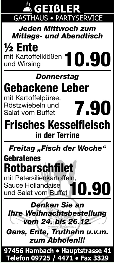 Geißler Gasthaus - Partyservice Geißler Gasthaus - Partyservice