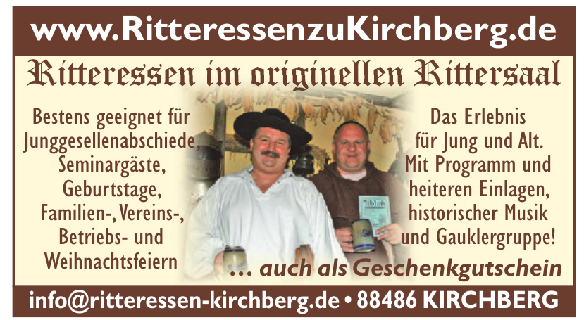Ritteressen im originellen Rittersaal Ritteressen im originellen Rittersaal