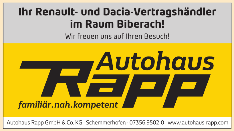 Autohaus Rapp GmbH & Co. KG Autohaus Rapp GmbH & Co. KG