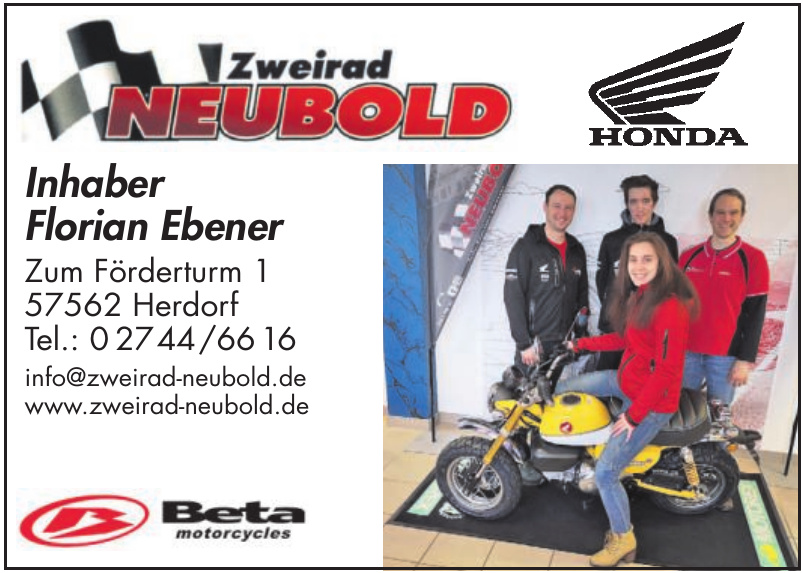 Zweirad Neubold Inh.Florian Ebener Honda-Zweiradhandel Zweirad Neubold Inh.Florian Ebener Honda-Zweiradhandel