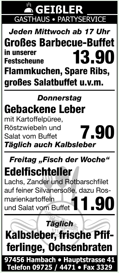 Geißler Gasthaus - Partyservice Geißler Gasthaus - Partyservice