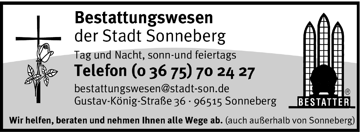 Bestattungswesen der Stadt Sonneberg Bestattungswesen der Stadt Sonneberg