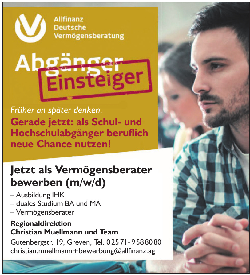 Allfinanz Deutsche Vermögensberatung Regionaldirektion Christian Muellmann und Team Allfinanz Deutsche Vermögensberatung Regionaldirektion Christian Muellmann und Team