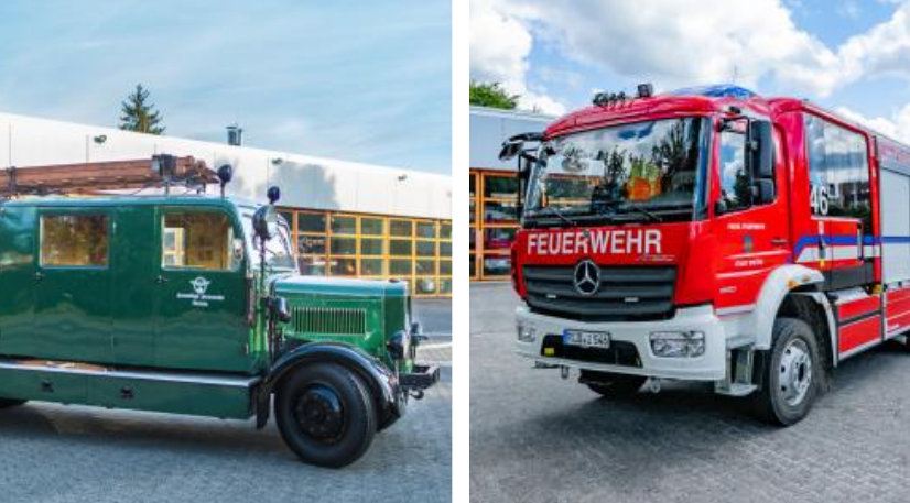 Wie modern die Einsatzfahrzeuge der Freiwilligen Feuerwehr Idstein geworden sind, zeigt der Vergleich zwischen dem „uralten“ Löschfahrzeug LF15 und dem aktuellen LF20. Fotos: Darius Ansari