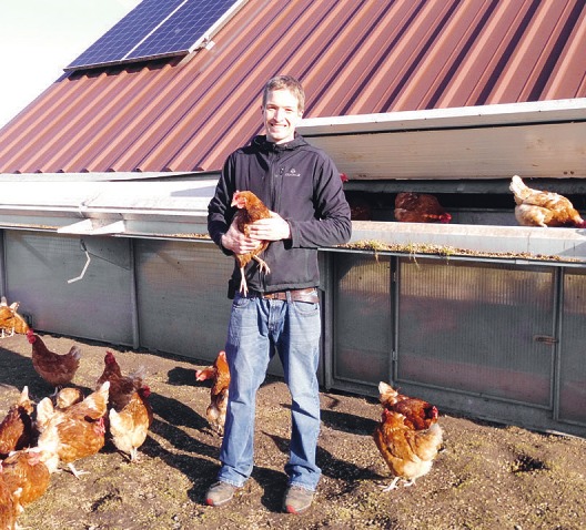 Zwei Hühnermobile hat Christoph Hanewinkel auf zwei großen Wiesen in Barmstedt stehen. Die Nachfrage nach den Eiern ist sehr groß Fotos: Skibbe