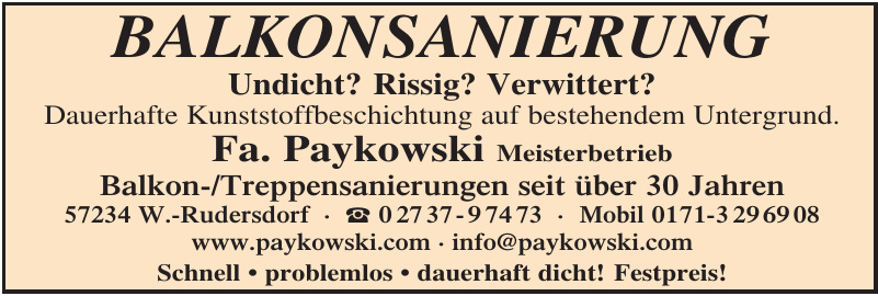 Fa. Paykowski Meisterbetrieb Balkonsanierung Fa. Paykowski Meisterbetrieb Balkonsanierung