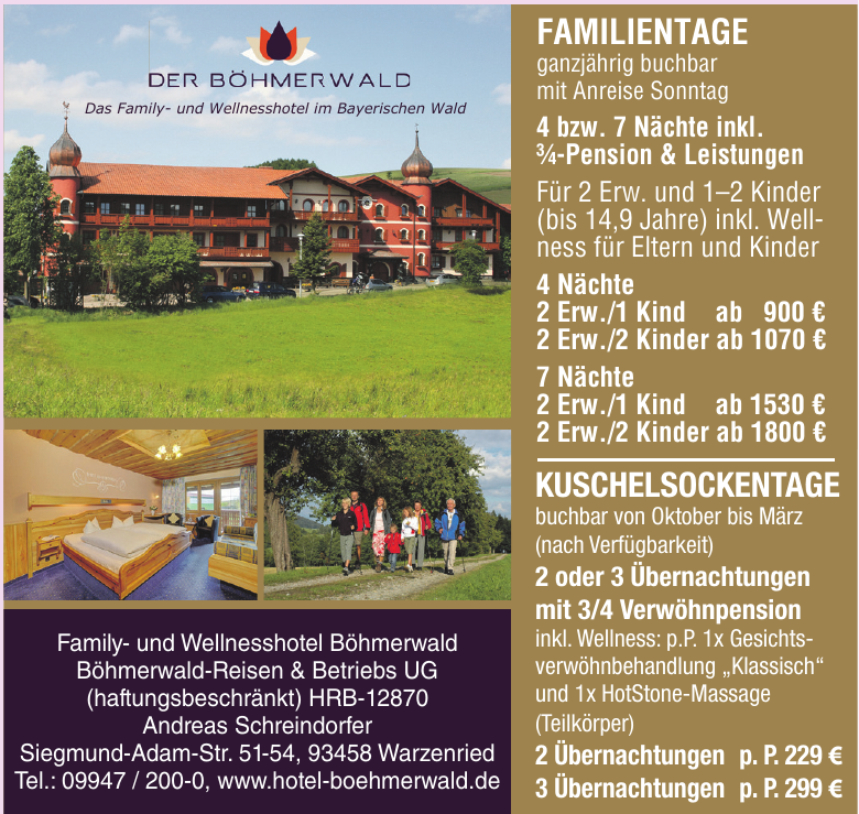 Family- und Wellnesshotel Böhmerwald Böhmerwald-Reisen & Betriebs UG Family- und Wellnesshotel Böhmerwald Böhmerwald-Reisen & Betriebs UG