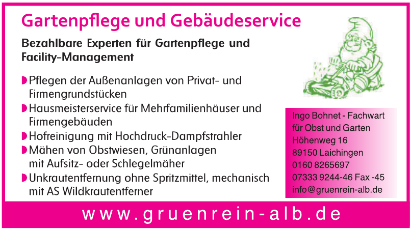 Ingo Bohnet – Grünrein-Alb Ingo Bohnet – Grünrein-Alb