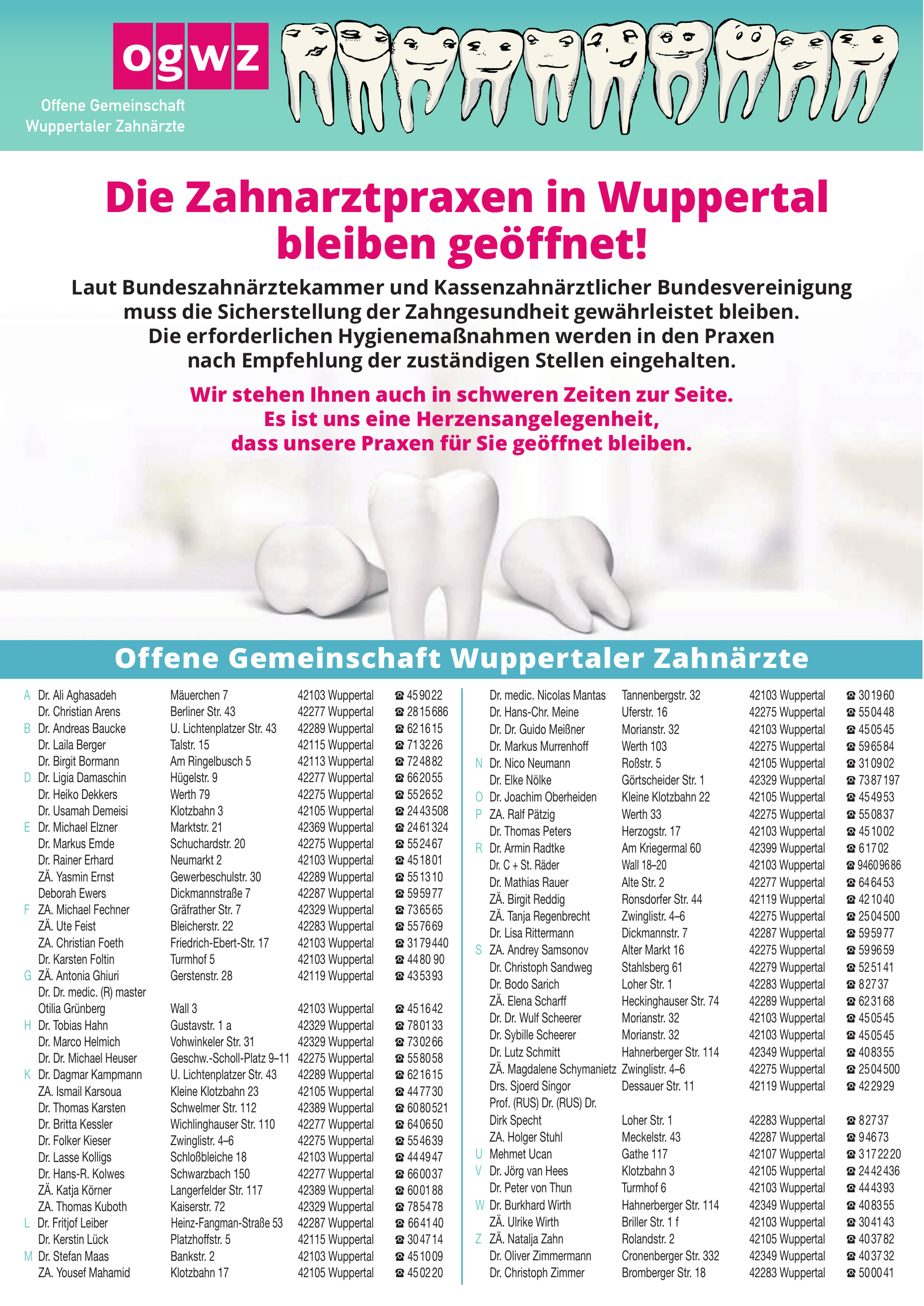 OQWZ Offene Gemeinschaft Wuppertaler Zahnärtze OQWZ Offene Gemeinschaft Wuppertaler Zahnärtze