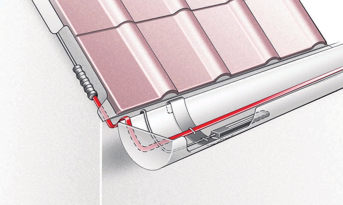 Spezielle Begleitheizbänder für Dachrinnen von Danfoss verhindern FOTOS: DANFOSS, Spezielle Begleitheizbänder für Dachrinnen von Danfoss verhindern FOTOS: DANFOSS,