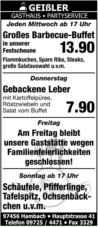 Geißler Gasthaus - Partyservice Geißler Gasthaus - Partyservice