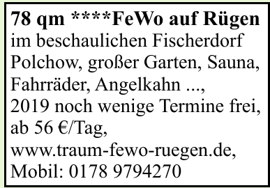 FeWo auf Rügen FeWo auf Rügen