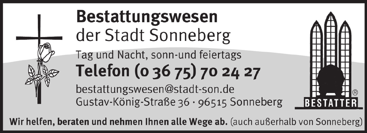 Bestattungswesen der Stadt Sonneberg Bestattungswesen der Stadt Sonneberg
