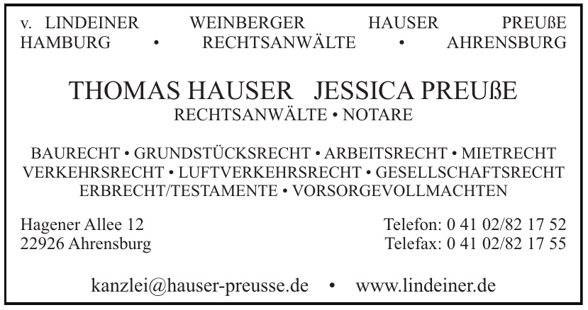 Thomas Hauser, Jessica Preuße, Rechtsanwälte - Notare