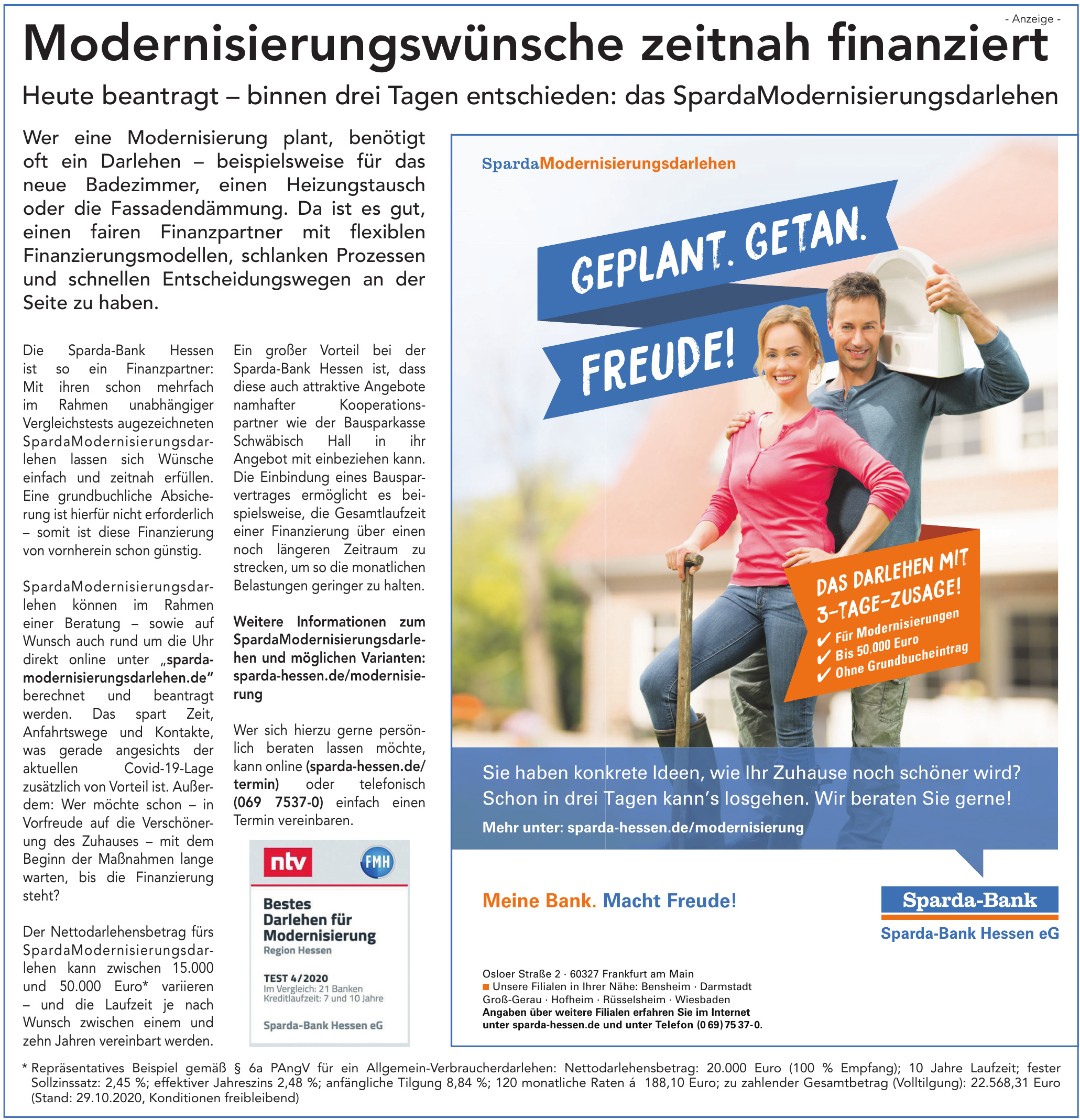 Sparda Bank Hessen Spardamodernisierungsdarlehen