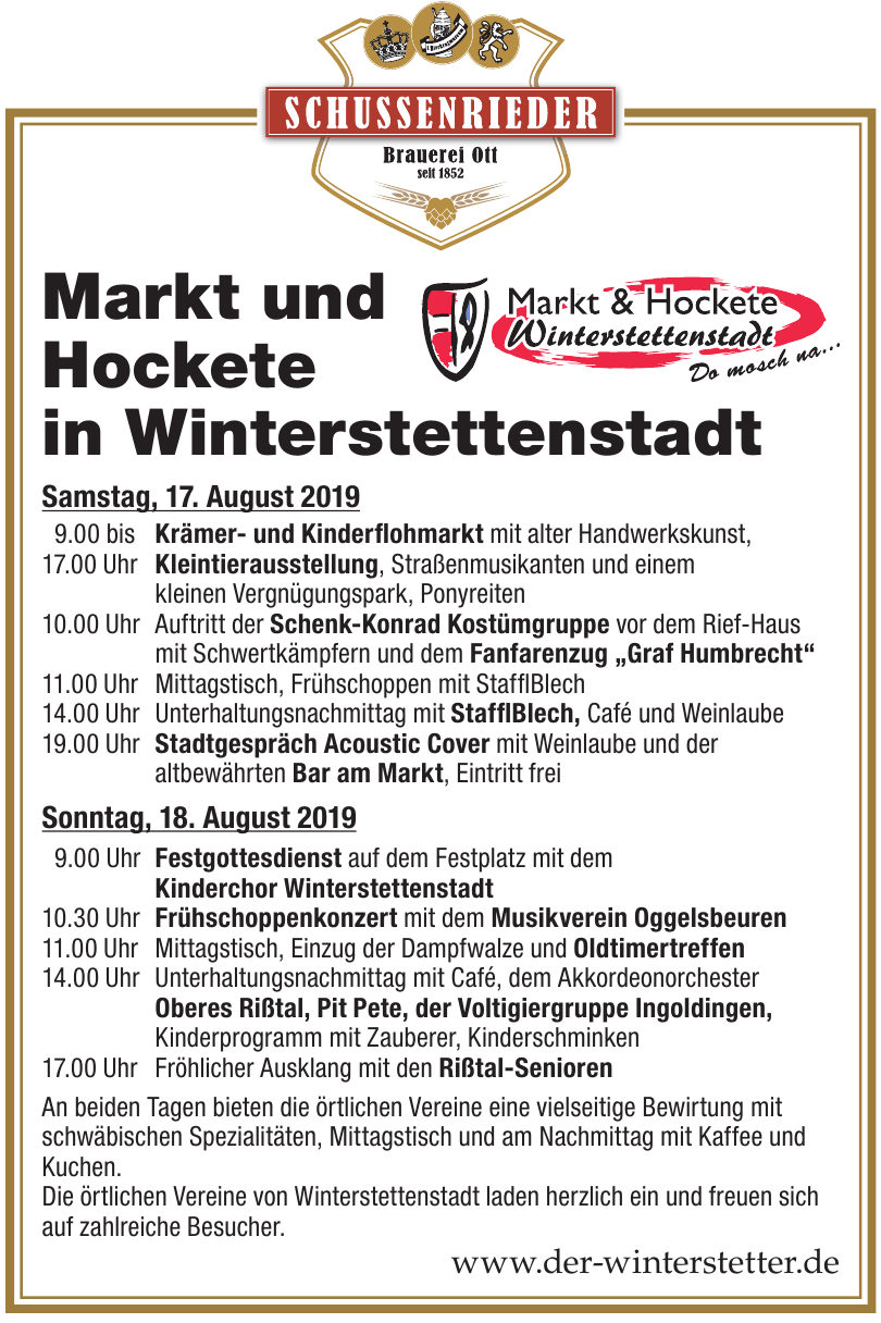 Markt und Hockete in Winterstettenstadt Markt und Hockete in Winterstettenstadt