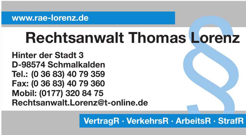 Rechtsanwalt Thomas Lorenz Rechtsanwalt Thomas Lorenz
