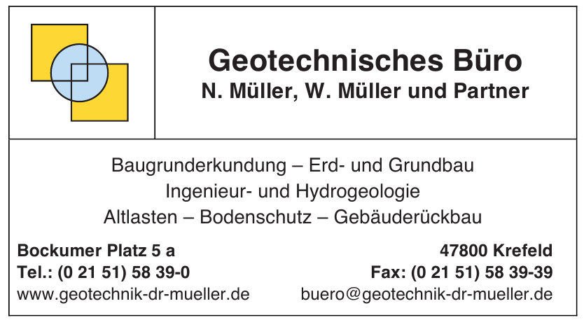 Geotechnisches Büro N. Müller, Dr. W. Müller und Partner Geotechnisches Büro N. Müller, Dr. W. Müller und Partner