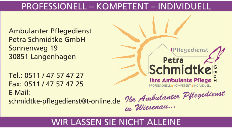 Ambulanter Pflegedienst Petra Schmidtke GmbH Ambulanter Pflegedienst Petra Schmidtke GmbH