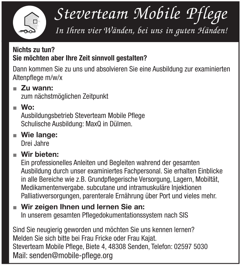 Steverteam Mobile Pflege Steverteam Mobile Pflege